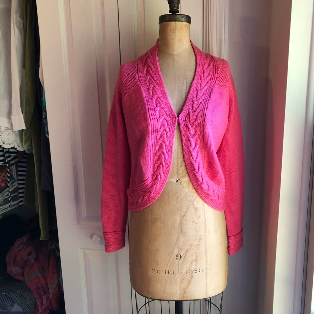 Vineyard Vine Pink Cable Knit Bolero Sweater